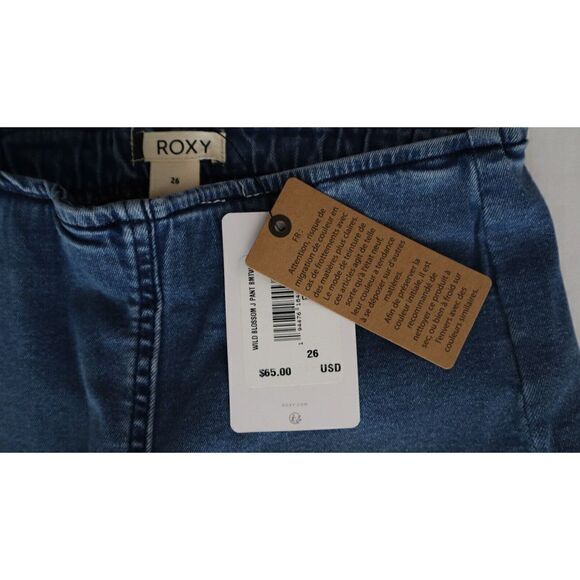 Roxy ERJDP03245 Womens Sz 26 Med Blue Slim Bootcut Wild Blossom Flared Jeans $65 - Picture 3 of 8